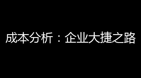 成本分析：企业大捷之路的基石_三角洲行动物质透视